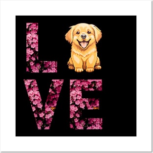 Golden Dog Retriever Love Retro Designs for Dog Moms Dads Posters and Art